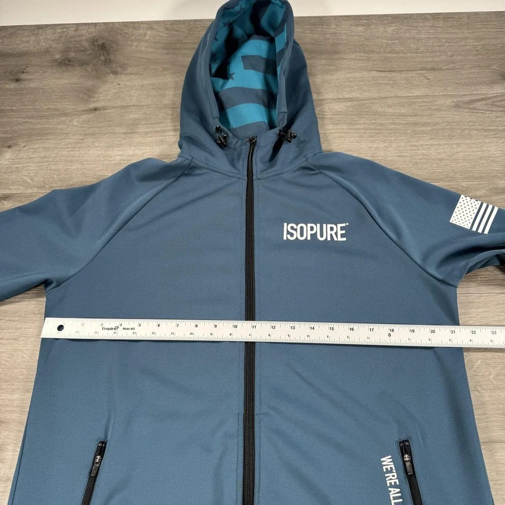 Isopure Jacket Large Blue Hooded Full Zip Polyester Training Gear Athletic